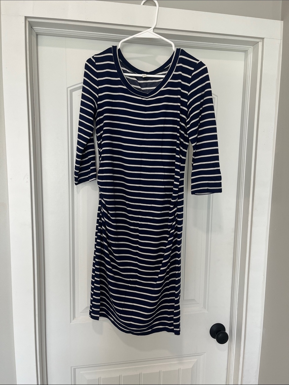 Pinkblush Maternity Navy and White Striped Midi Dress